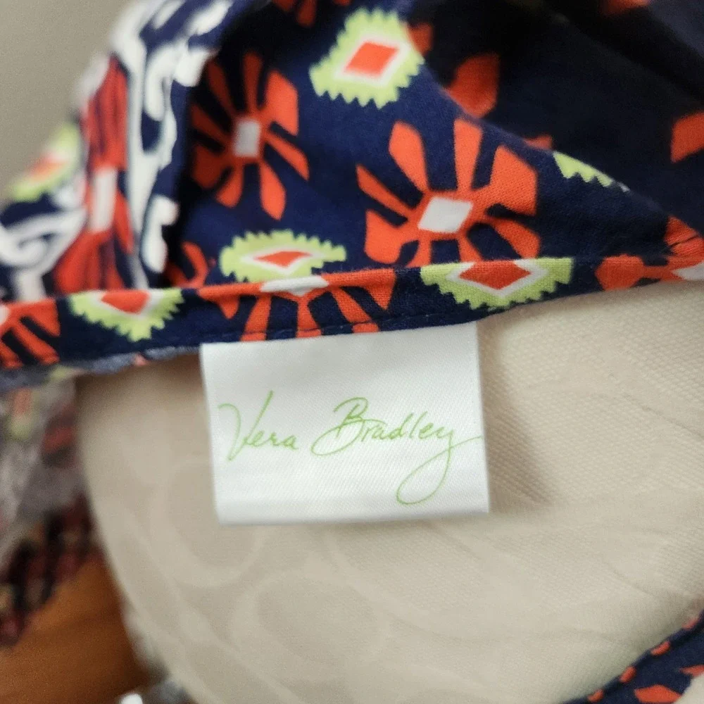 Vera Bradley Blue Orange‎ Geometric Cotton Half Apron Wrap Tie Waist